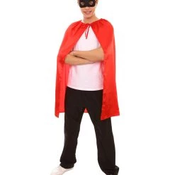 HPO Adult Women's Superhero Cape With Mask Set Cartoon Costume | Multiple Color Options Halloween Costume