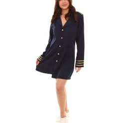 HPO Adult Women's Air Hostess Dress Costume | Blue Cosplay Costume