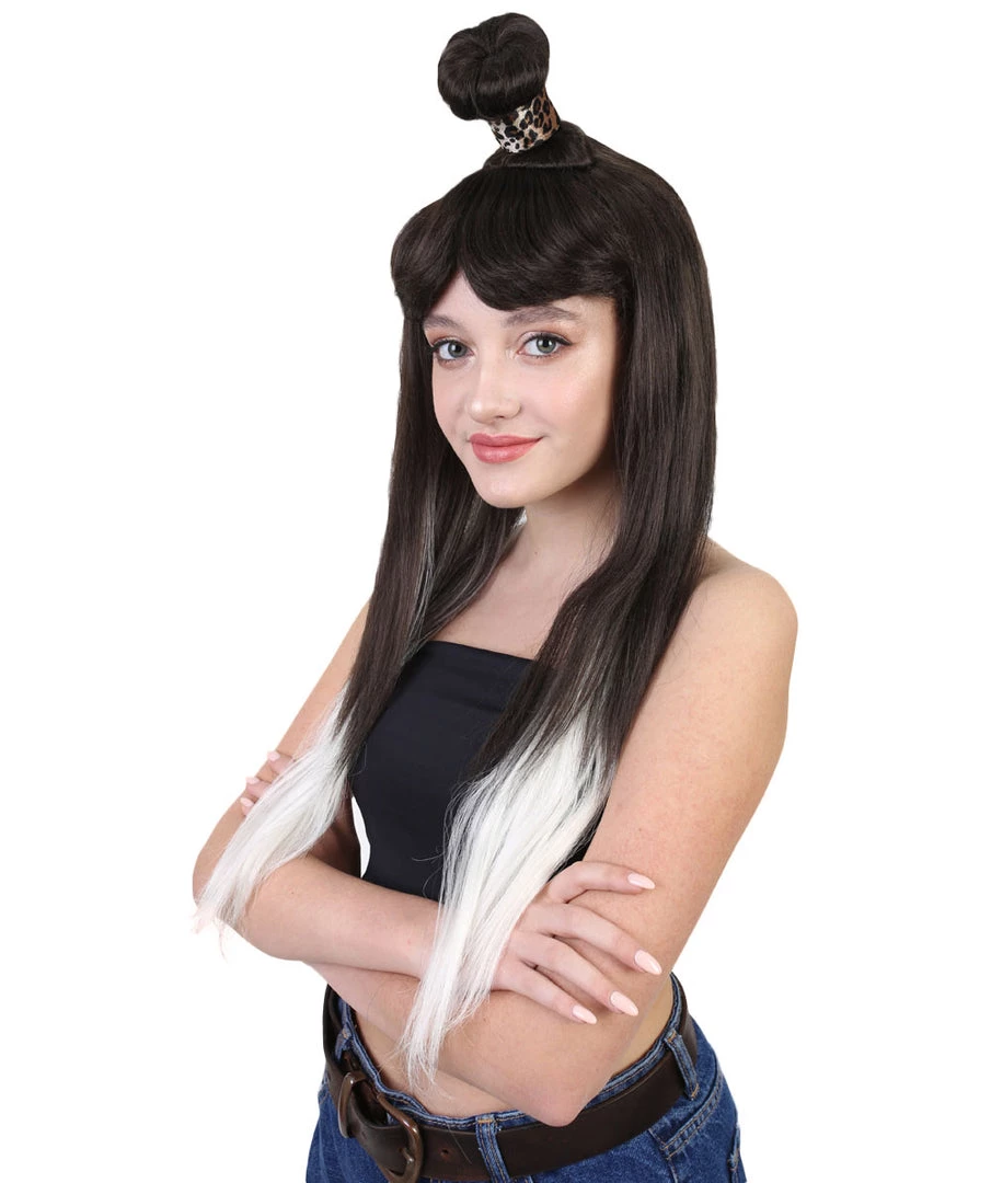 HPO Cavewoman Wig | Long Black Halloween Womens Wig | Premium Breathable Capless Cap