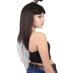 HPO Cavewoman Wig | Long Black Halloween Womens Wig | Premium Breathable Capless Cap