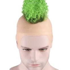 HPO Curly Mohawk Wig | Green Halloween Wig With Cap Kids