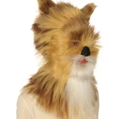 HPO Furry Fox Collection | Women's White And Blonde Straight Furry Cat Cosplay Wig & Mask | Premium Breathable Capless Cap