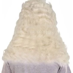 HPO Men Colonial Judge Wavy Curly Long White Wig | Premium Breathable Capless Cap Men's