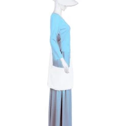 HPO Adult Women's Dress Handmaid With Bag And Bonnet Costume | Lt Blue Cosplay Costume