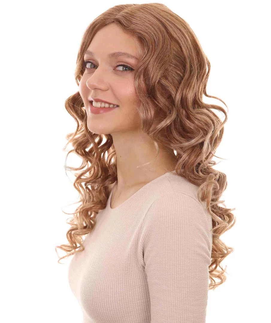 HPO Womens Long Curly Mix-color Blonde Wig | Dramatical Natural Looking Fancy Wig | Premium Breathable Capless Cap