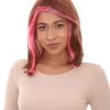 HPO Womens Two-tone Wig | Brown & Pink Party Wigs | Premium Breathable Capless Cap