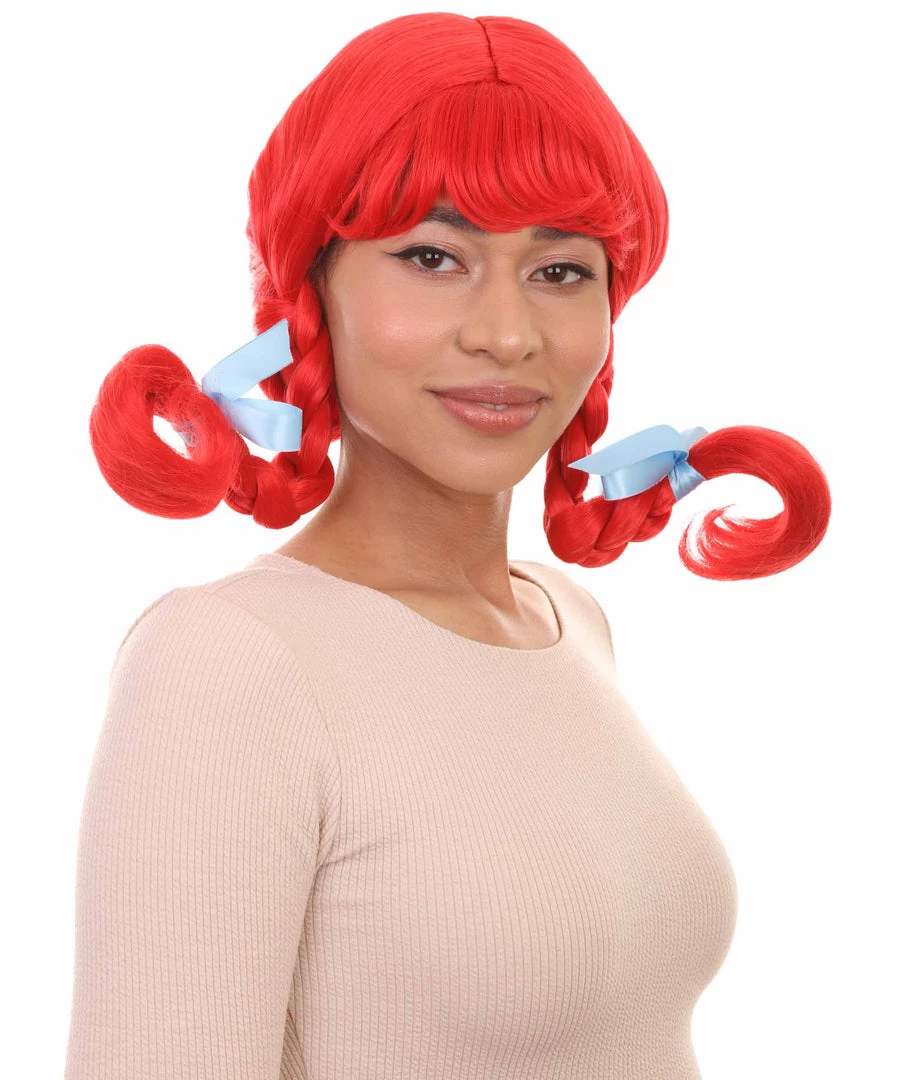 HPO Funny Braids Red Womens Wig | Character Cosplay Halloween Wig Women's