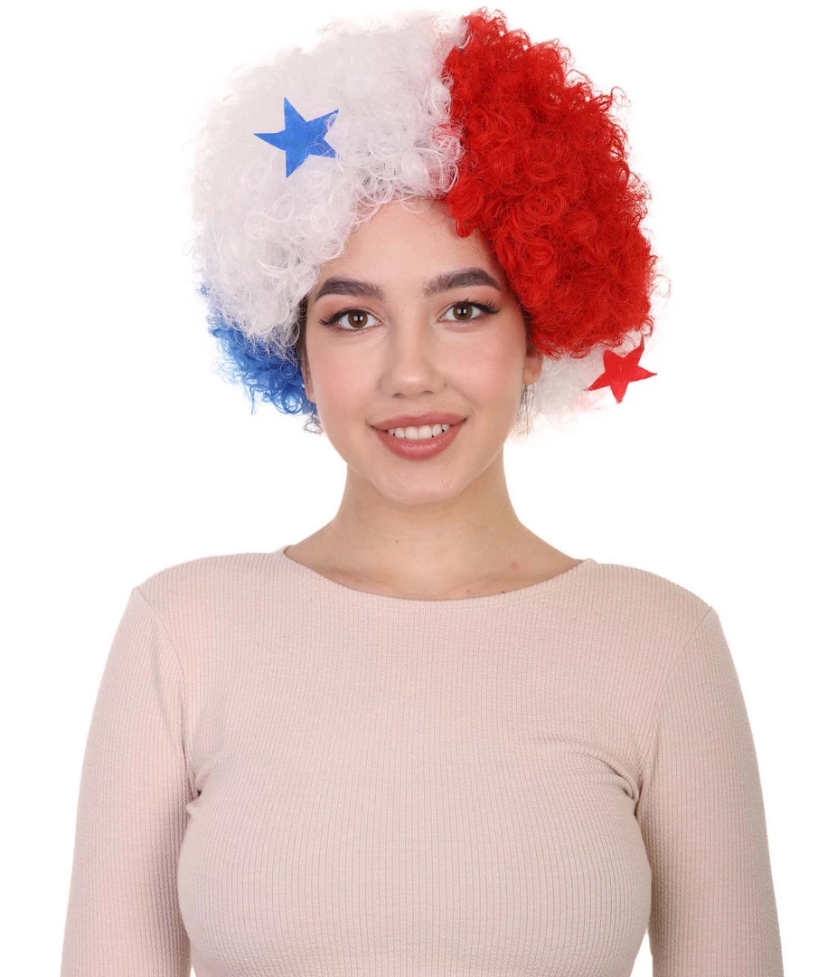 FLAGWIGS Panama Flag Sport Afro Wig | National Pride Super Size Jumbo Wig Women's