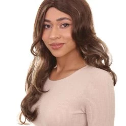 HPO Womens Fashion Highlight Wavy Wig | Brown Fashion Wigs | Premium Breathable Capless Cap Women's