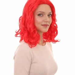 HPO Women's Womens Curly Wig | Red Cosplay TV/Movie Wigs | Premium Breathable Capless Cap