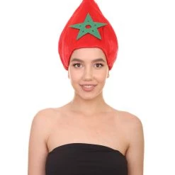 FLAGWIGS Women's Morocco Flag Sport Troll Wig | Red Cosplay Wig | Premium Breathable Capless Cap