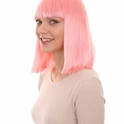 HPO Womens Party Bob Wig | Pink Cosplay Halloween Bob Wigs | Premium Breathable Capless Cap
