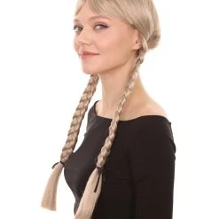 HPO Dutch Girl Braided Wigs | Colonial Character Cosplay Wigs Multiple Colors | Premium Breathable Capless Cap Women's