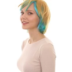 HPO Gaming Womens Wig | Yellow And Blue Anime Cosplay Wigs | Premium Breathable Capless Cap
