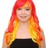 HPO Flame Womens Wig | Fancy Stage Appropriate Fire Orange Event Wig | Premium Breathable Capless Cap Men's
