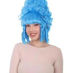 HPO Womens French Colonial Marie Antoinette Wig | Neon Pink Historical Cosplay Wigs | Premium Breathable Capless Cap Women's