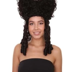 HPO Women's Womens Renaissance Curly Wig | Dark Brown Historical Wigs