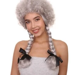 HPO Women's Womens Sinister Crimped Witch Wig | Grey Scary Wigs | Premium Breathable Capless Cap