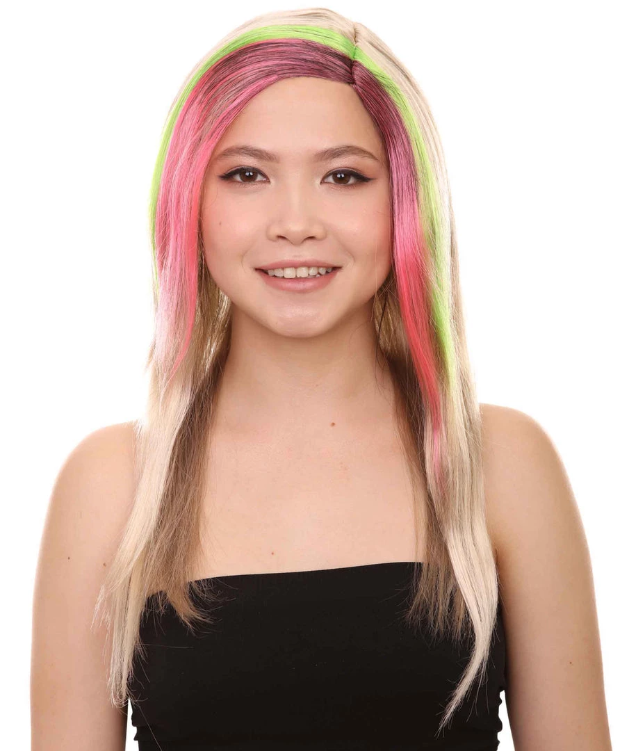 HPO Tri-Color Punk Unisex Wig | Sexy Cosplay Party Halloween Wig | Premium Breathable Capless Cap Women's