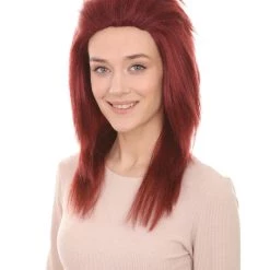 HPO 80s Dark Auburn Rock Diva Womens Wig | Long Cosplay Halloween Wig | Premium Breathable Capless Cap Men's