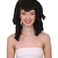 HPO Women's Curly Gothic Vampire Womens Wig | Vampiress Character Cosplay Halloween Wig | Premium Breathable Capless Cap