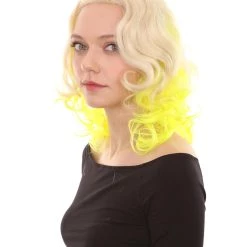 HPO Womens Two Tone Wig | Rock Star Celebrity Yellow Wig | Premium Breathable Capless Cap Women's
