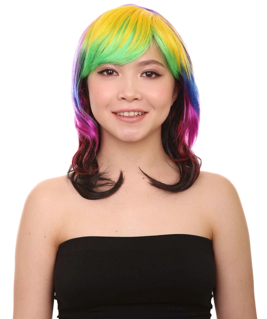 HPO Sweet Candy Womens Wig | Multicolor Sexy Cosplay Party Halloween Wig | Premium Breathable Capless Cap Women's