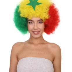 FLAGWIGS Senegal Flag Sport Afro Halloween Wig Women's