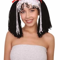 HPO Womens Rag Dolly Wig | Black And White Storybook & Fairytale Wigs