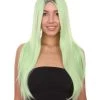 HPO Celebrity Womens Wig | Ombre Green Long Wig | Premium Breathable Capless Cap Men's