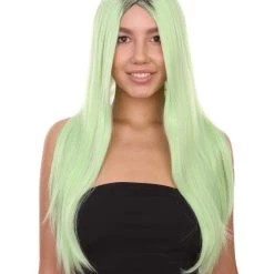 HPO Celebrity Womens Wig | Ombre Green Long Wig | Premium Breathable Capless Cap Men's