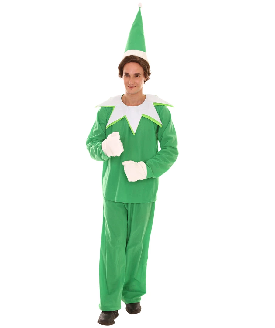 HPO Adult Men's Elf On The Shelf Costume | Green Halloween Costume