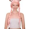 HPO Womens Doll With Ears Wig | Coral Pink Party Ready Fancy Cosplay Halloween Wig | Premium Breathable Capless Cap Women's
