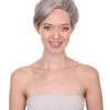 HPO Women's Womens Witch Wig | Silver Grandma With Bun Wig | Premium Breathable Capless Cap