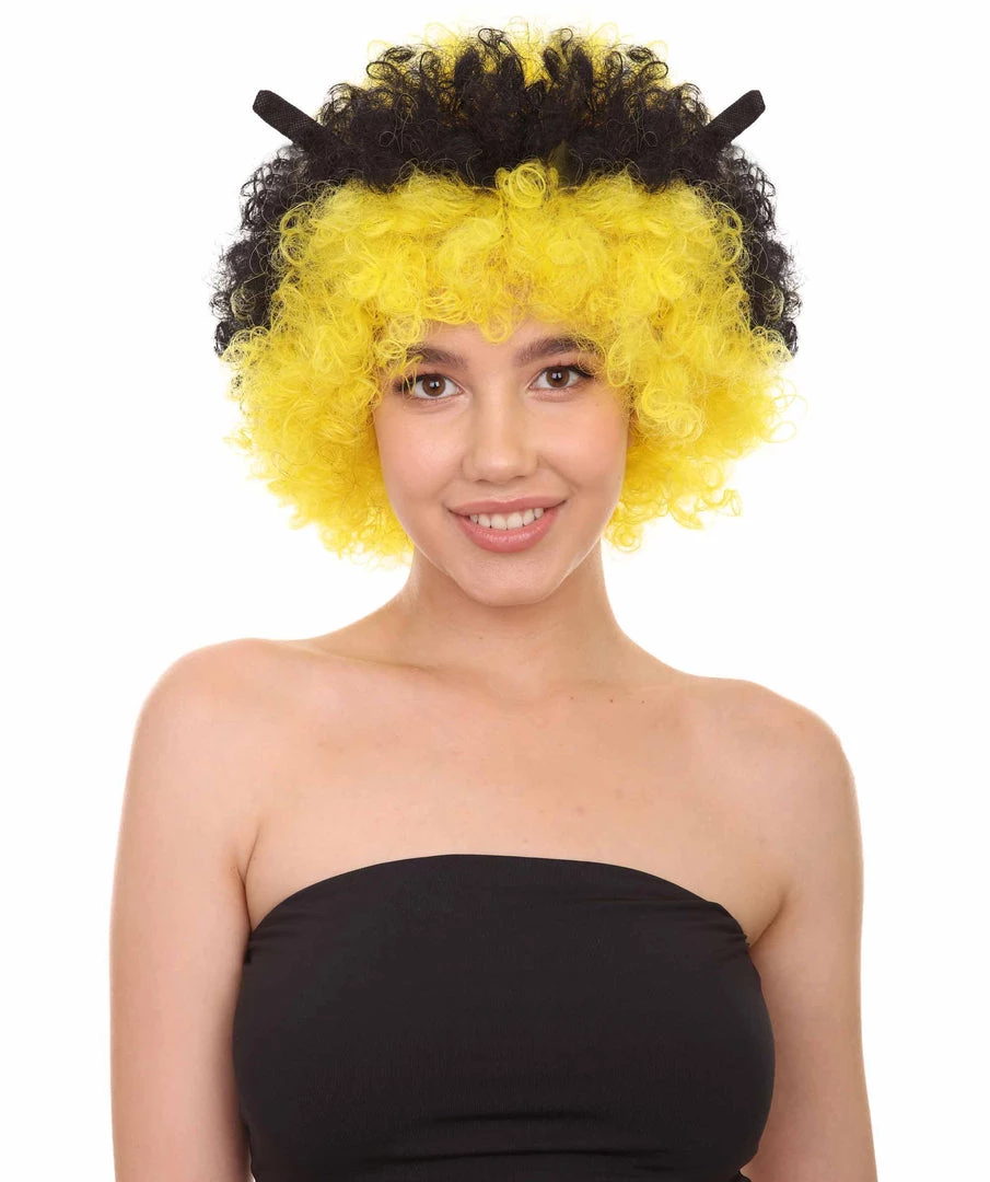HPO Bee Unisex Wig | Jumbo Super Size Afro Yellow Black Cosplay Halloween Wig | Premium Breathable Capless Cap