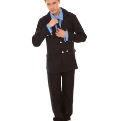 HPO Adult Men's Pirate Suit Costume | Black Cosplay Costume