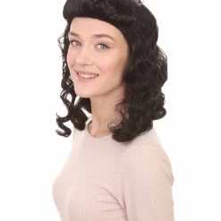 HPO Women's 40's Pin Up Girl Womens Wig | Black Vintage Wig | Premium Breathable Capless Cap