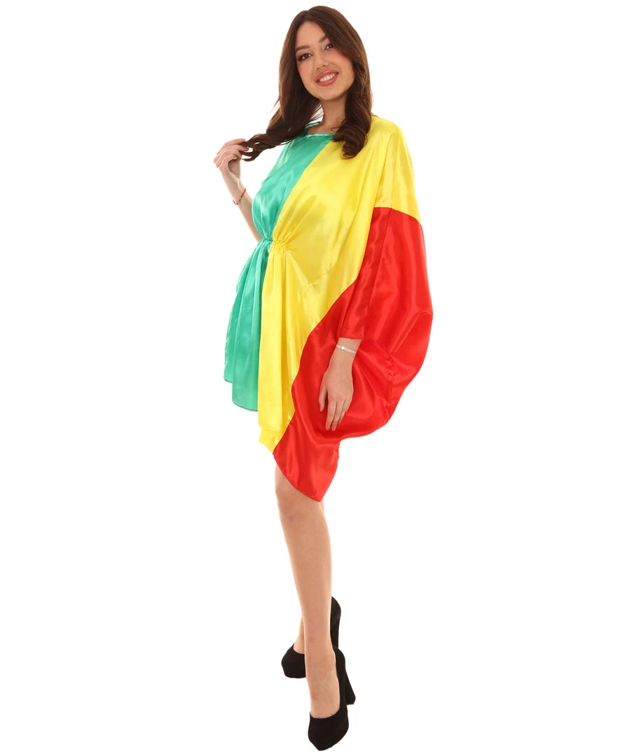 FLAGWIGS Adult Women's Mali Flag Dress Sports Costume | Patriotic Cosplay Costume