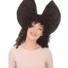 HPO Men's Australian Singer Curly Womens Wig | Large Black Bow Cosplay Halloween Wig | Premium Breathable Capless Cap