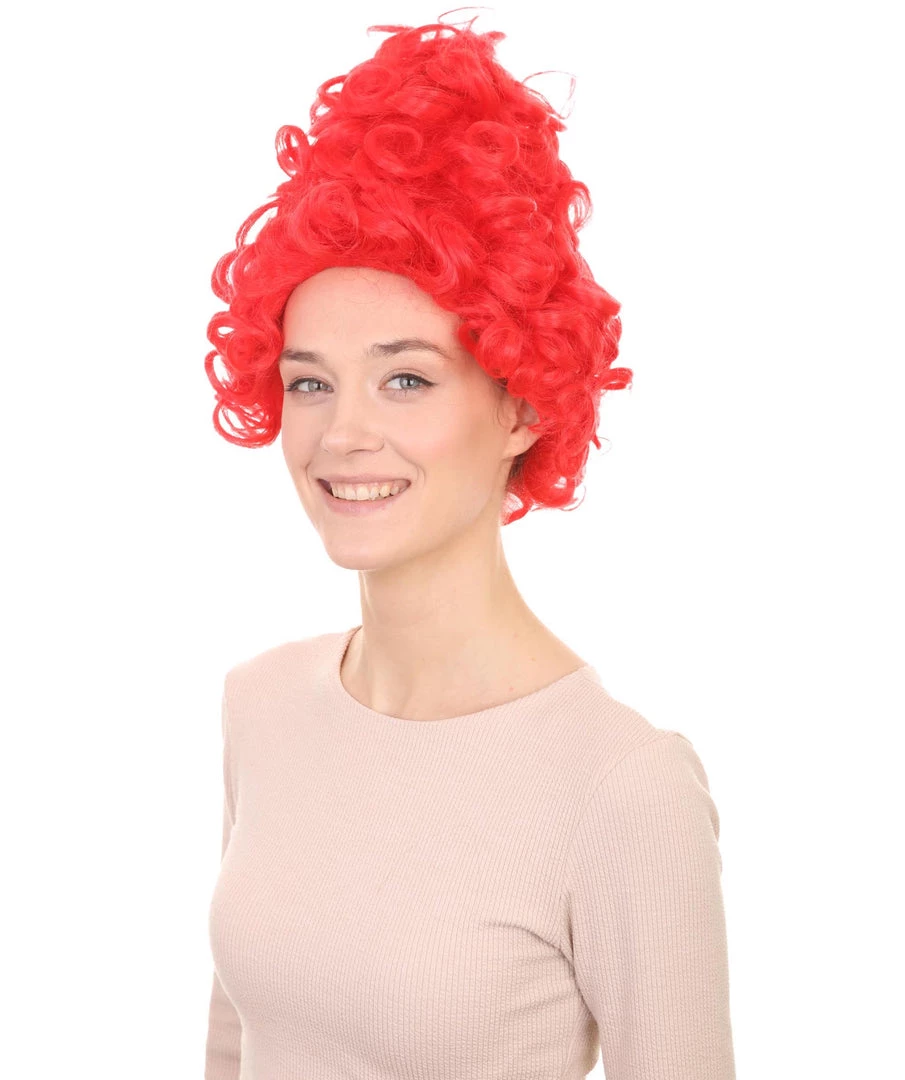 HPO Women's Red Curly Queen Womens Wig | All Back Super Size Cosplay Wig | Premium Breathable Capless Cap