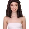 HPO Womens Colonial Lady Wig | Dark Brown Historical Wigs | Premium Breathable Capless Cap