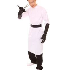 HPO Adult Men's Mad Scientist Costume | White Black Belted Cosplay Costume