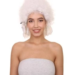 HPO Womens 18th Century Colonial Lady Wig | White Historical Wig | Premium Breathable Capless Cap