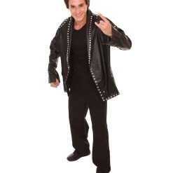 HPO Adult Men's PU Leather Jacket Costume | Black Cosplay Costume