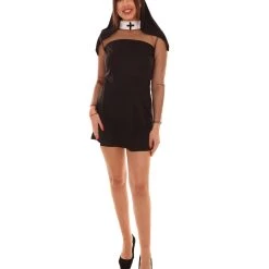 HPO Adult Women's Sexy Nun Religious Costume | Black Cosplay Costume