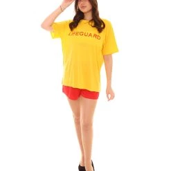 HPO Adult Men's Off Duty Bay Watch Lifeguard TV/Movie Costume | Red & Yellow Cosplay Costume