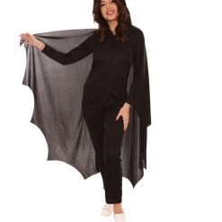 HPO Adult Women's Cozy Bat Jumpsuit | Black Halloween Costume