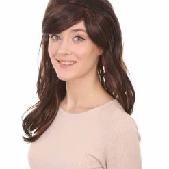 HPO Women's Superstar Dark Brown Long Wavy Womens Wig | Natural Looking Wavy Wig | Premium Breathable Capless Cap