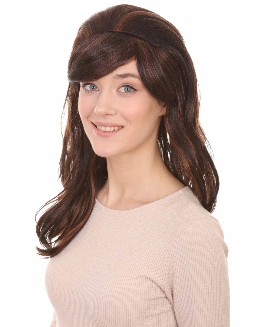 HPO Women's Superstar Dark Brown Long Wavy Womens Wig | Natural Looking Wavy Wig | Premium Breathable Capless Cap