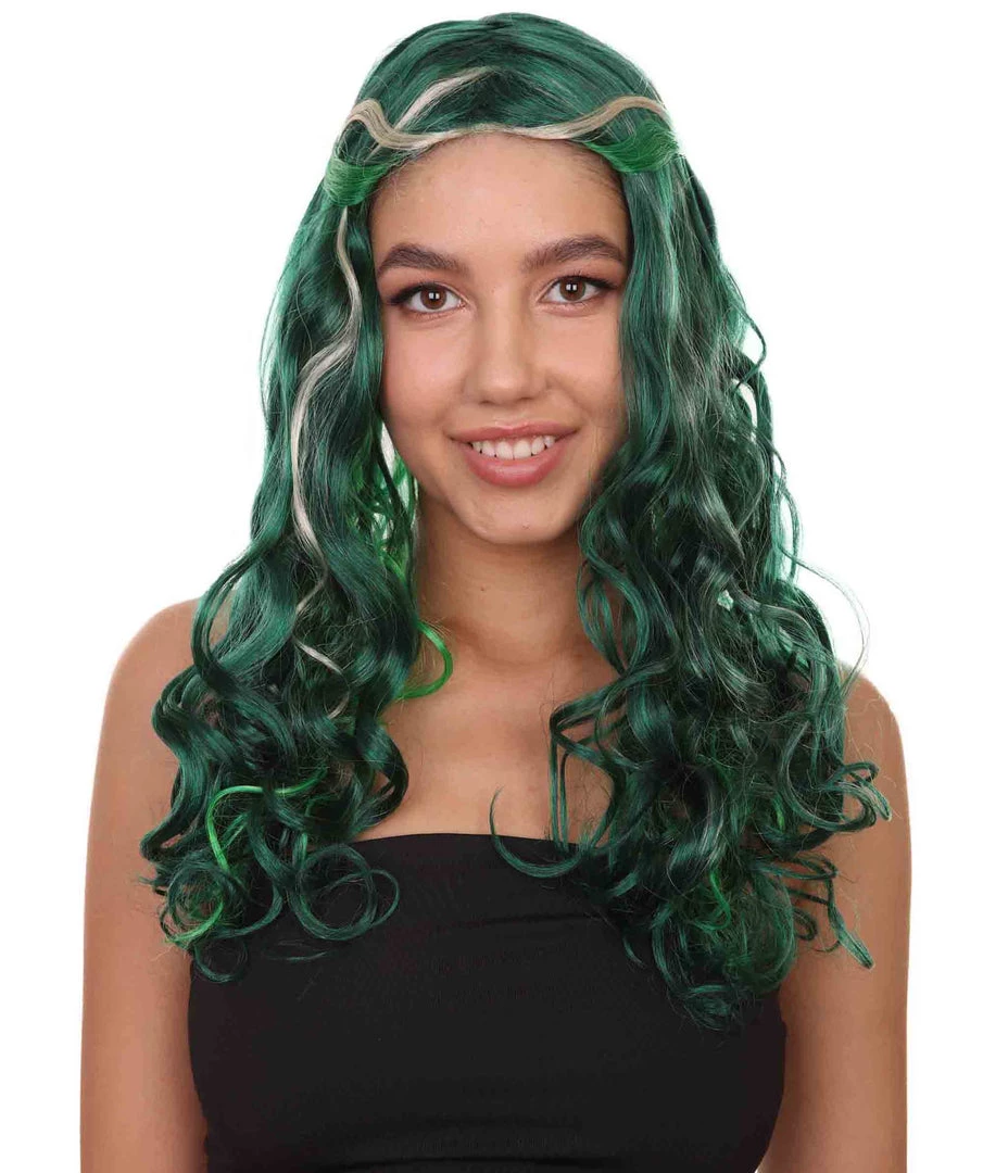 HPO Zombie Womens Wig | Green Sexy Cosplay Party Halloween Wig | Premium Breathable Capless Cap